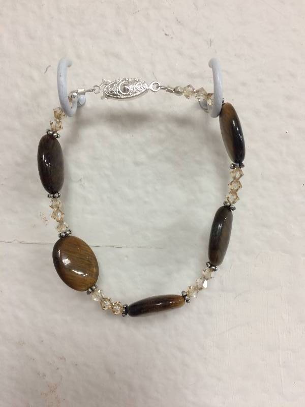 Silver Brown StoneBead Bracelet