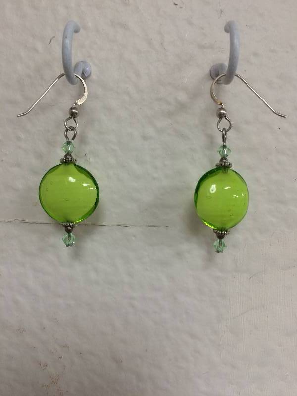 Green Beaded Earrings