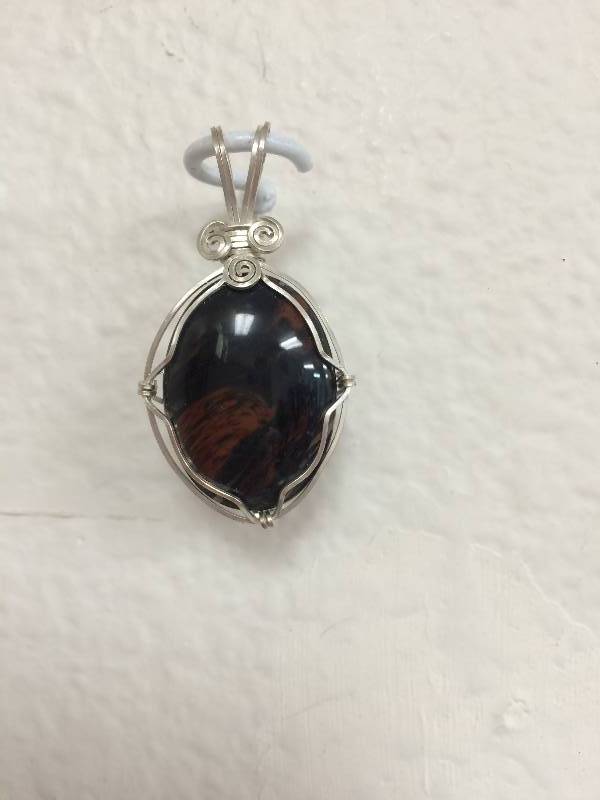 Silver Brown Stone Pendant