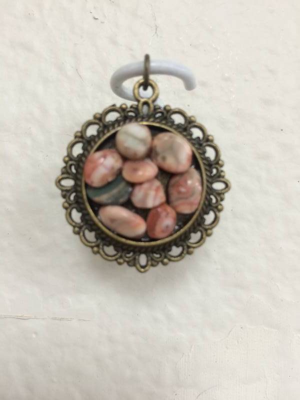 Gold Pink Rock Pendant