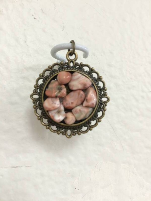 Gold Pink Rock Pendant