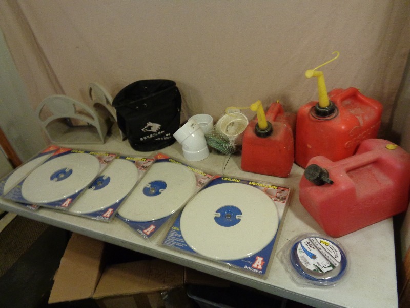 lot 98 image: Gas Cans, Ceiling Medalions, and More