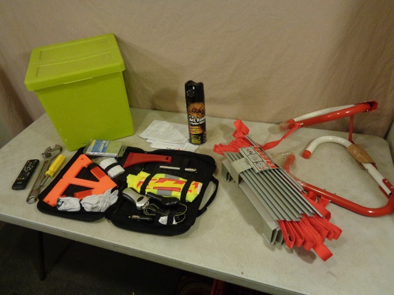 lot 163 image: Fire Escape Ladder, Roadside Emergency Kit and More