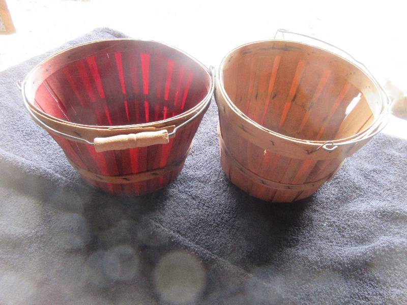 2 WOODEN FRUIT BASKETS