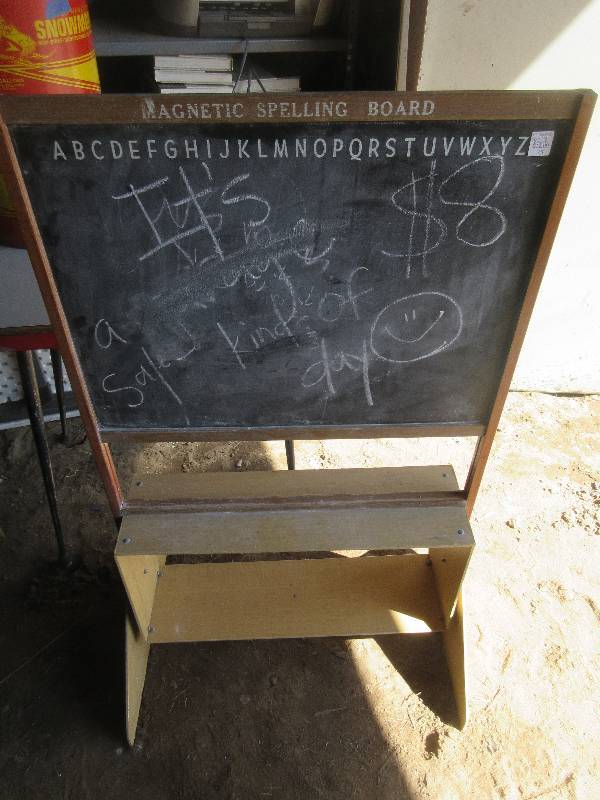 DRY ERASE AND CHALK BOARD ON WOOD STAND