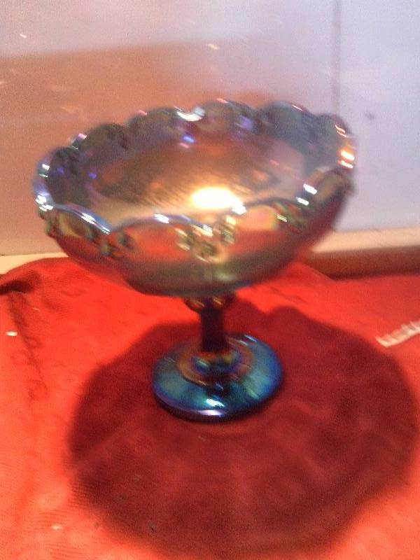 carnival glass pedistal dish