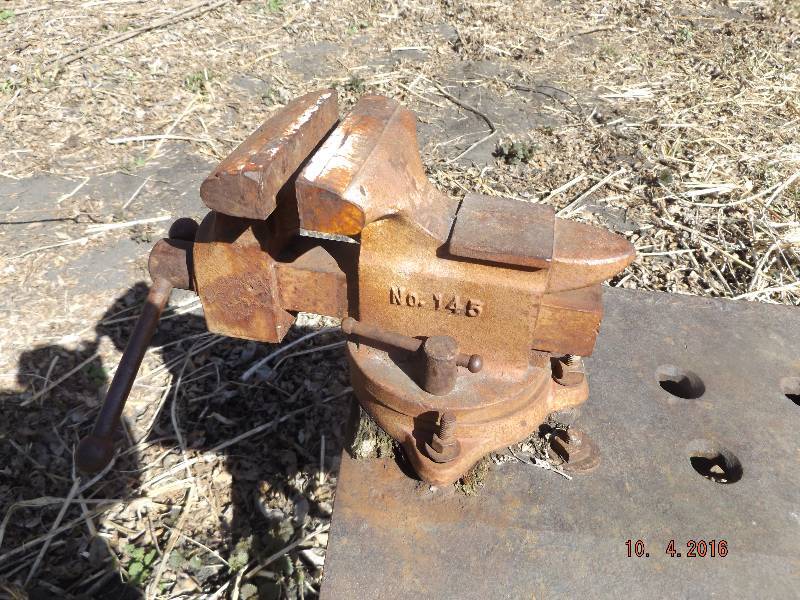 steel table with vise