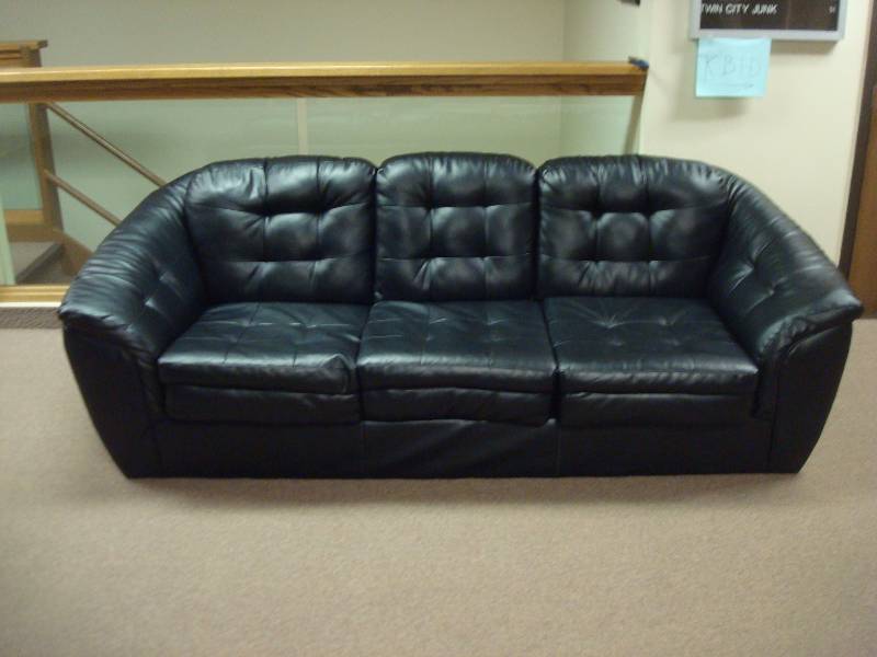 Black&nbspFaux Leather Full Size Couch, Used...