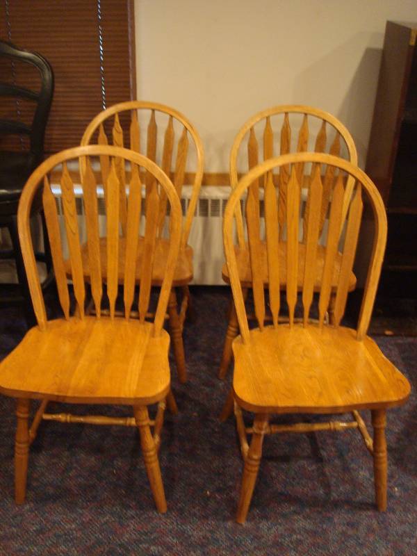 Set Of Wood Chairs, Lots Of Wear, Dog Chew Ma...