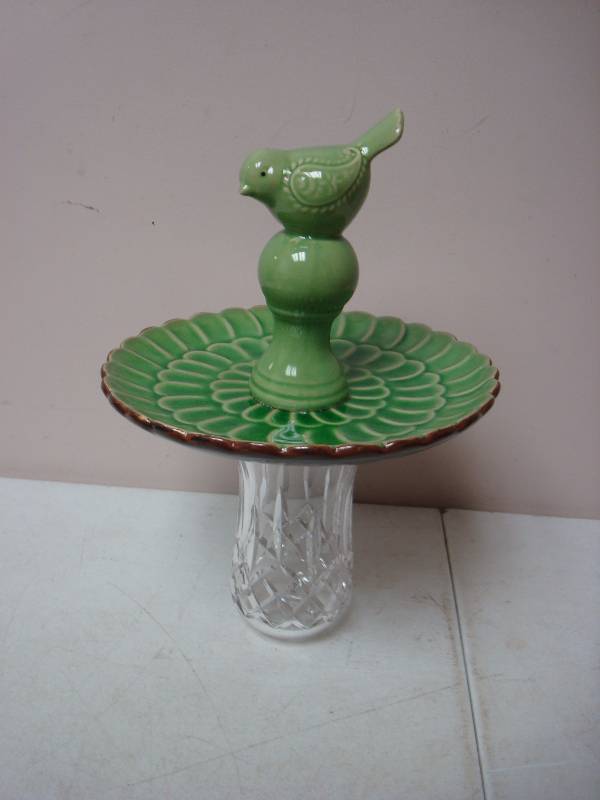 Glass Craft Bird Yard Decor, Green Bird And P...