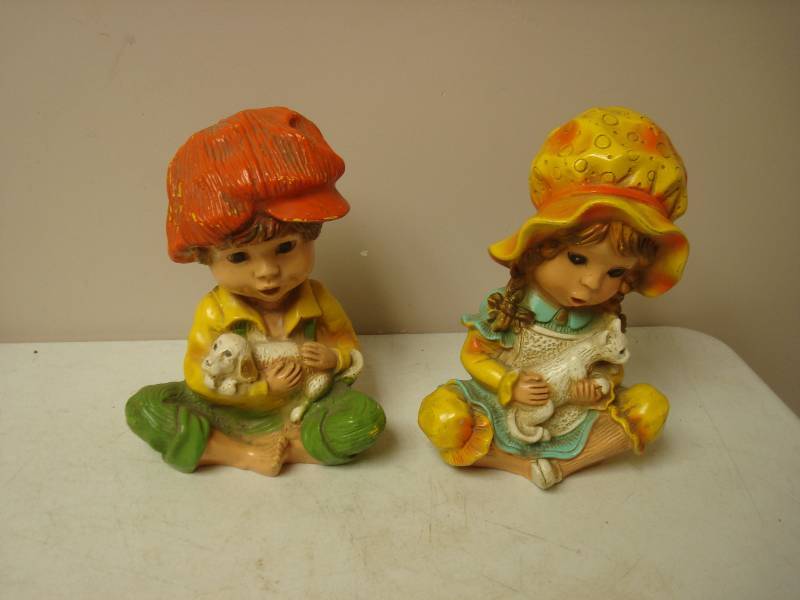 Pair Of Vintage Children Statues, Made Of A P...