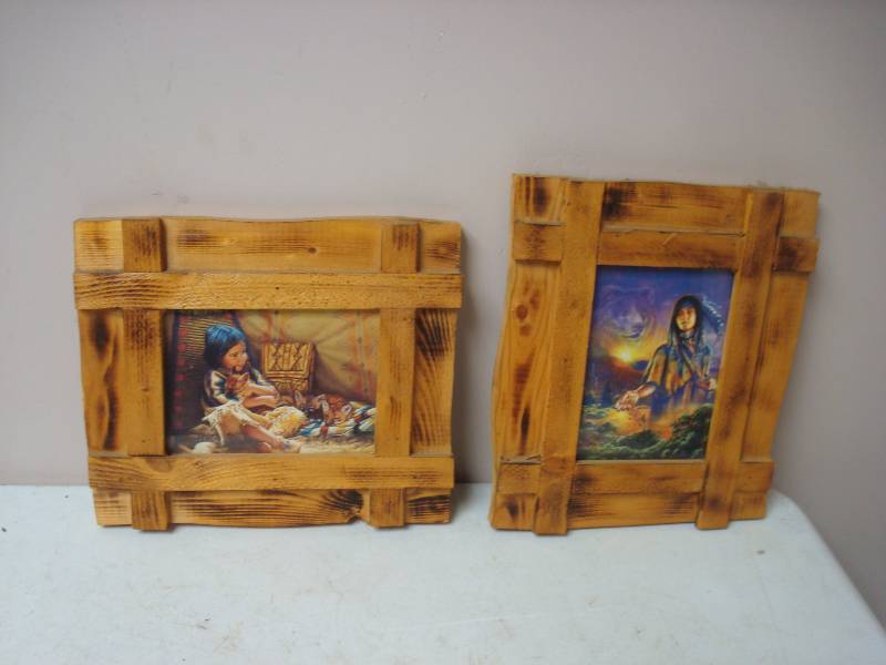 Pair Of Wood Framed Native American Pictures...