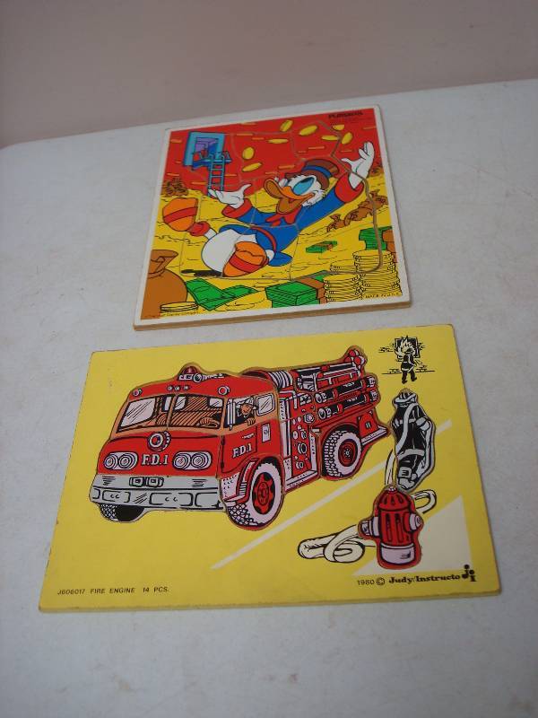 Pair Of Vintage Wood Puzzles, Scrooge McDuck...