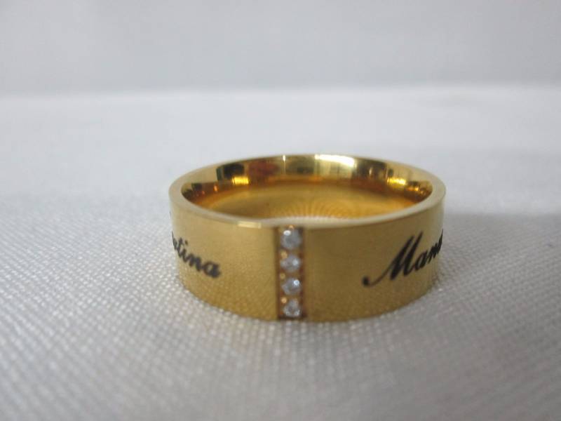 lot 65 image: Mens Goldtone Personalized CZ Band
