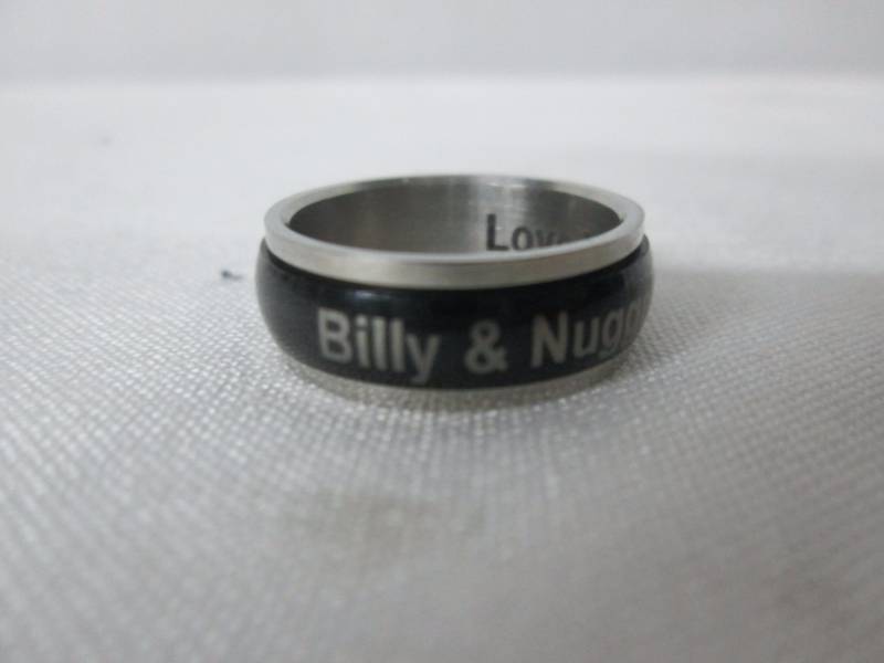 lot 67 image: Stainless Steel Mens Personalized Couples Spinner Ring