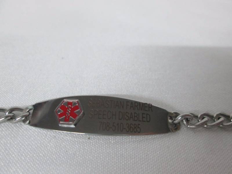 lot 75 image: Stainless Steel Mens Medical ID Bracelet