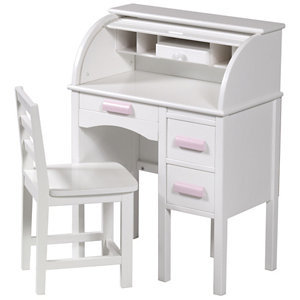 lot 6 image: Guidecraft Junior Rolltop Desk with Chair - White