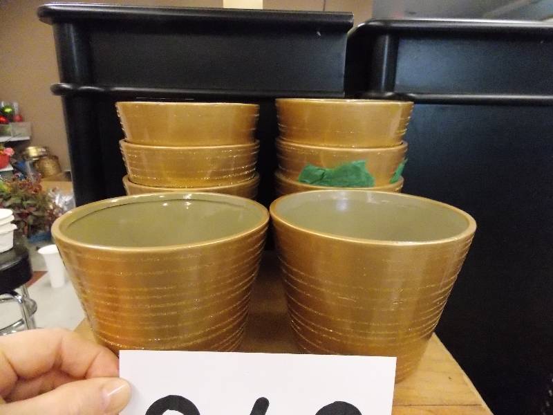4 TALL 4 12 OPENING GOLD CERAMIC CONTAINERS 8 PCS