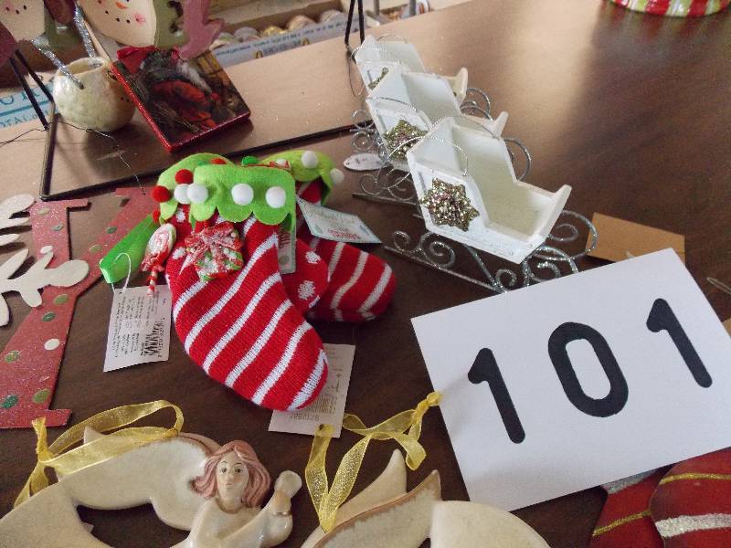 CHRISTMAS JOY WALL HANGING, ORNAMENTS, SNOWFLAKE STOCKING HOLDERS