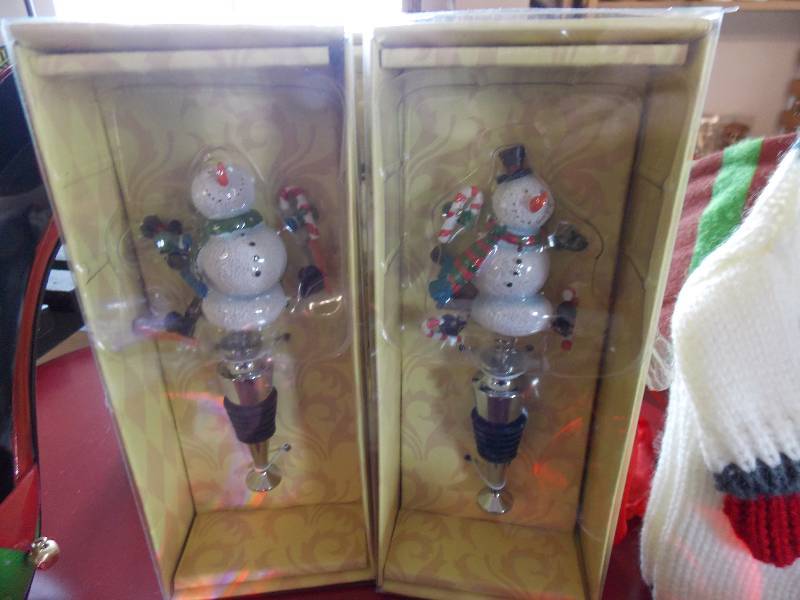 WINE BOTTLE CORKS, BOTTLE JACKETS, LIGHT UP SANTA, SNOWMEN, PENGUIN AND ORNAMENT BOTTLE CORKS
