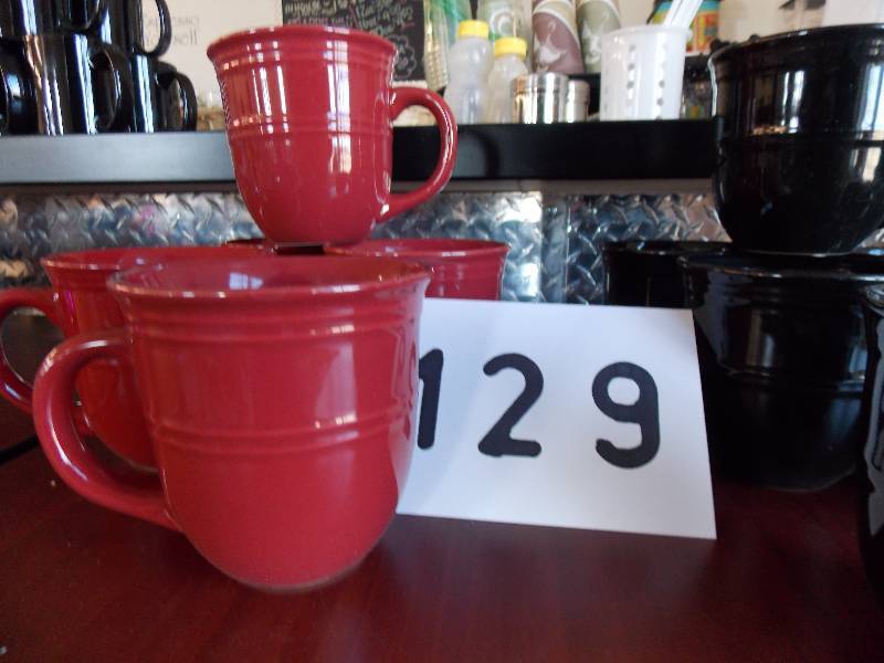 COFFEE  SHOP MUGS 5 - RED  6 - BLACK
