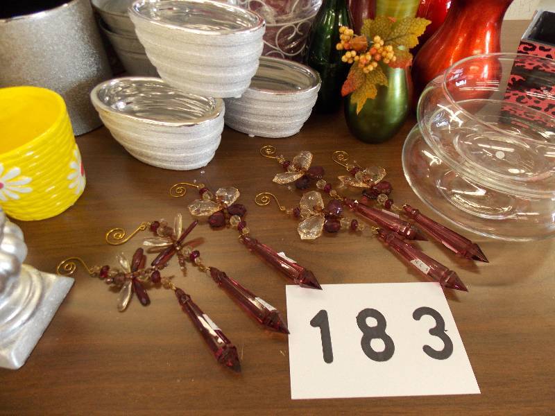 SILVERGOLD CERAMIC POTS, COLORED VASES, RED TIN POTS,METAL CONTAINERS AND ACRYLIC BUGS
