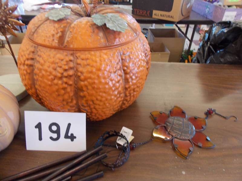 FALL PUMPKIN, SUNFLOWER CANDLE HOLDERS, SUNFLOWER WIND CHIME