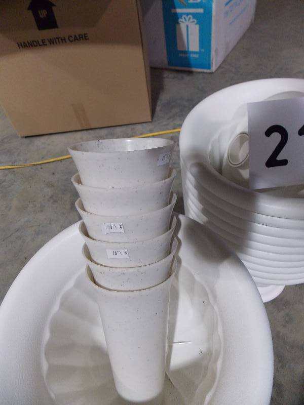 12 PEDESTAL PLANTERS  12 PCS AND CEMETERY VASES 6 PCS