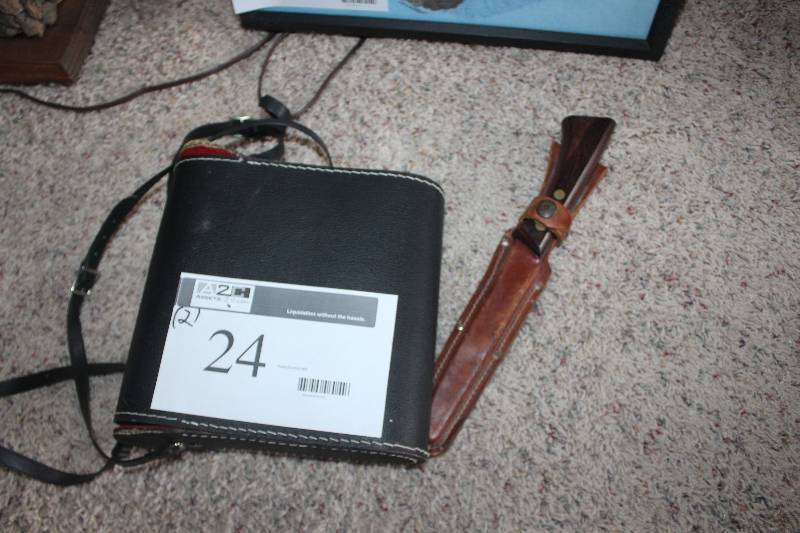 Lot of (2) Sporting Goods Including Knife w Sheath Binoculars 10x50