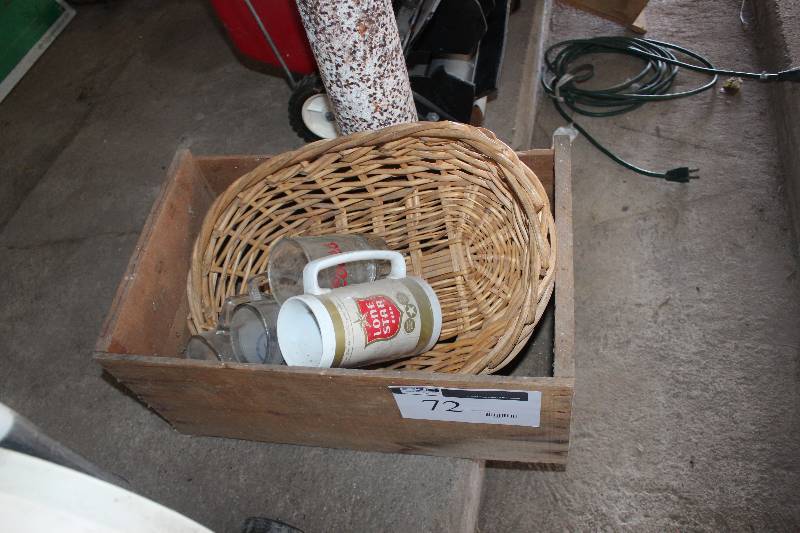 Box Lot of Glassware, Basket