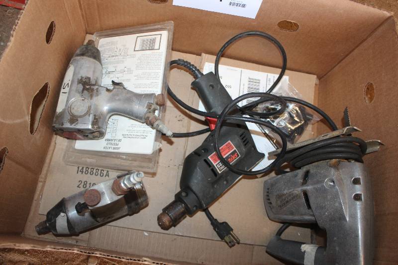Lot of (4) Power Tools Including Air Ratchet Corded Drill Corded Jig Saw