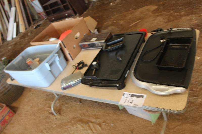 Table Lot Including Glassware Radios And More