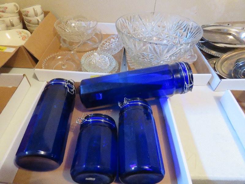 lot 198 image: Blue Glass Canister Set
