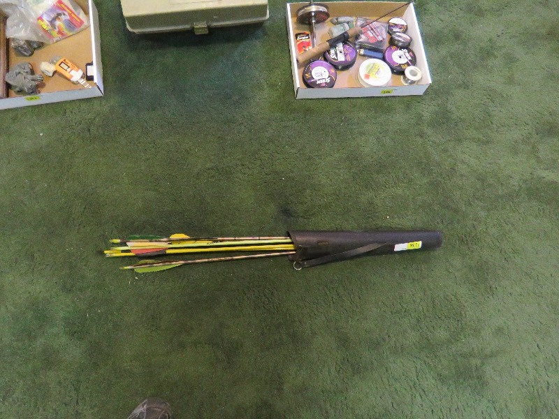 lot 238 image: Leather Quiver and arrows
