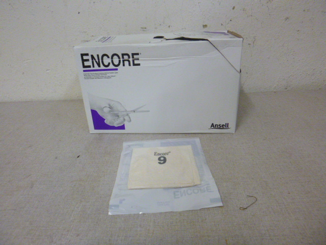 lot 130 image: Box of Encore Powder Free Latex Surgical Gloves