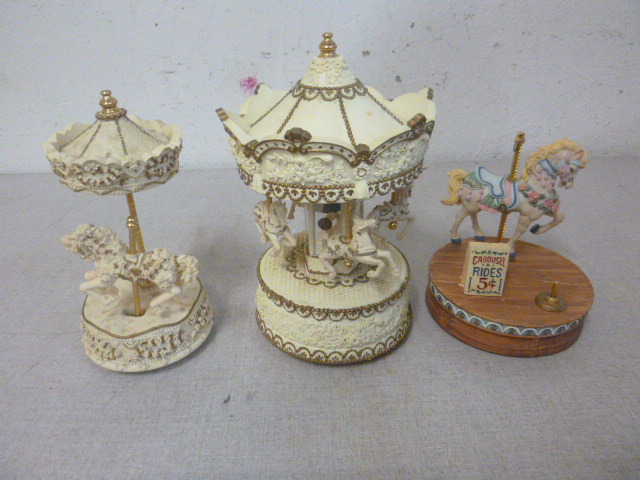 lot 159 image: 3 Horse Carousels Figurines