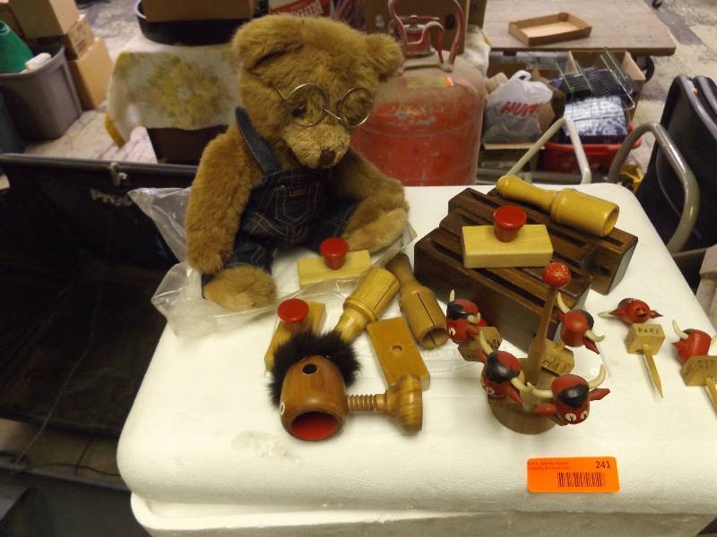 Teddy Bear and Misc wood items