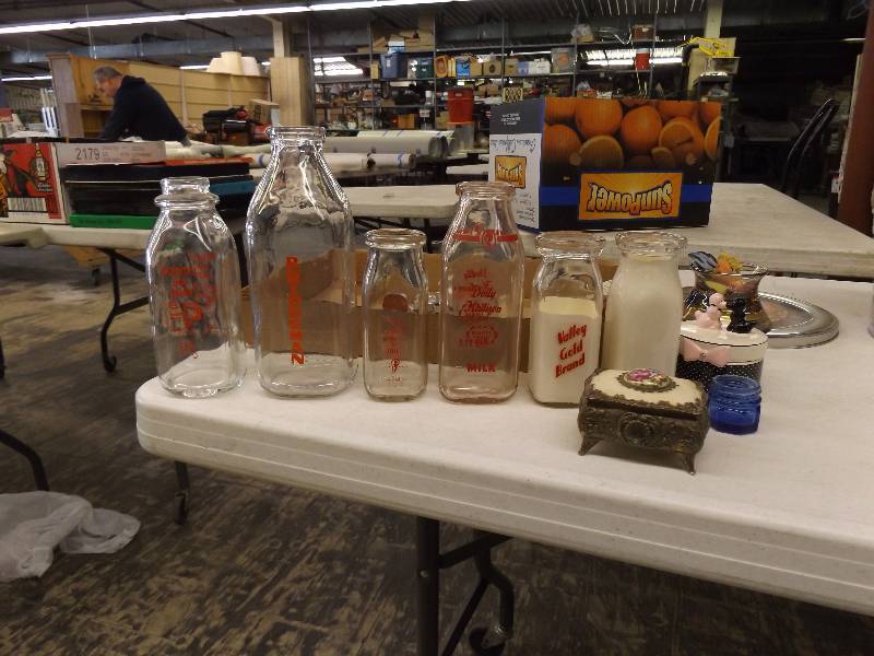 Milk bottles and trinket boxes