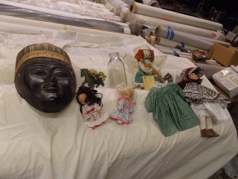 Dolls, Mask and Milk Bottle