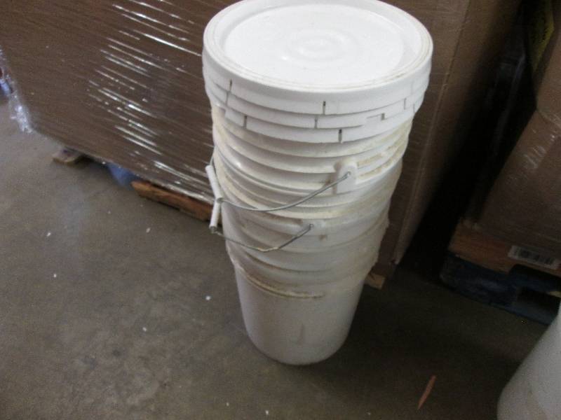 5 each 5 gallon plastic buckets wit...