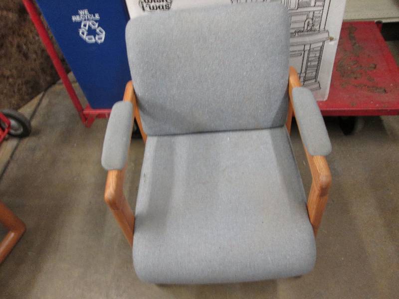 Blue upholstered arm chair...