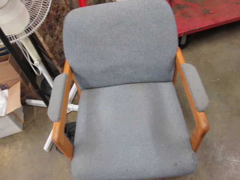 Blue upholstered arm chair...
