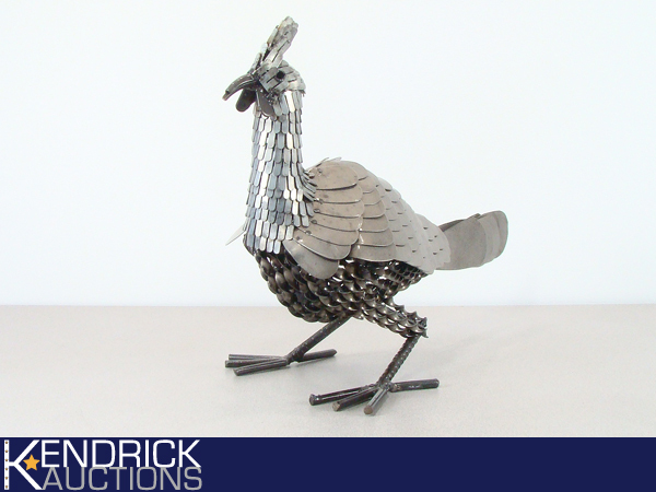 Large New Silver Metal Chicken Sculpture