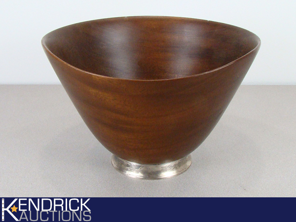 Large Wood Eames Salad Bowl with Sterling Silver Base