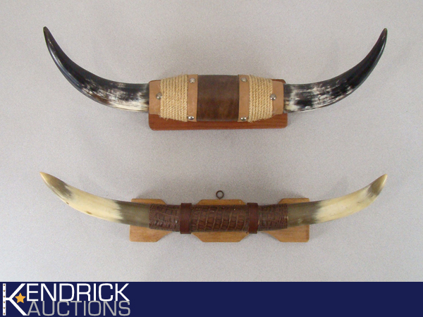 2 Authentic Wall Hanging Bull Horns