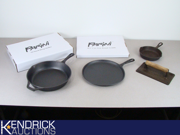 Lot of Cast Iron Pans, and Cooking Items