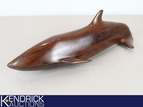 Large Hand Carved Wood Folk Art Whale Sculpture