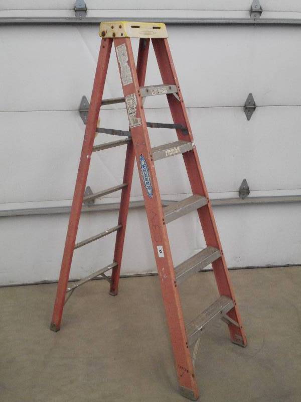 lot 10 image: Werner 6ft Fiberglass Step Ladder