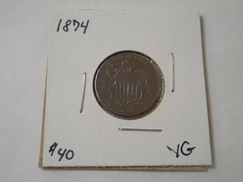 1874 Shield Nickel, Very Good Grade...