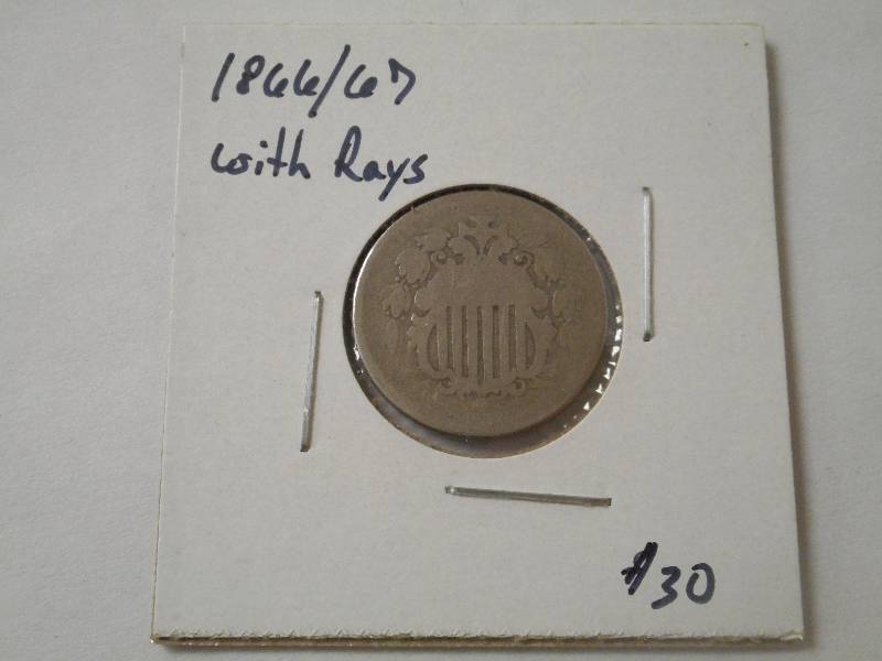 186667 Shield Nickel With Rays, Ci...